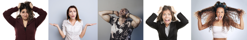 Images of people looking frustrated
