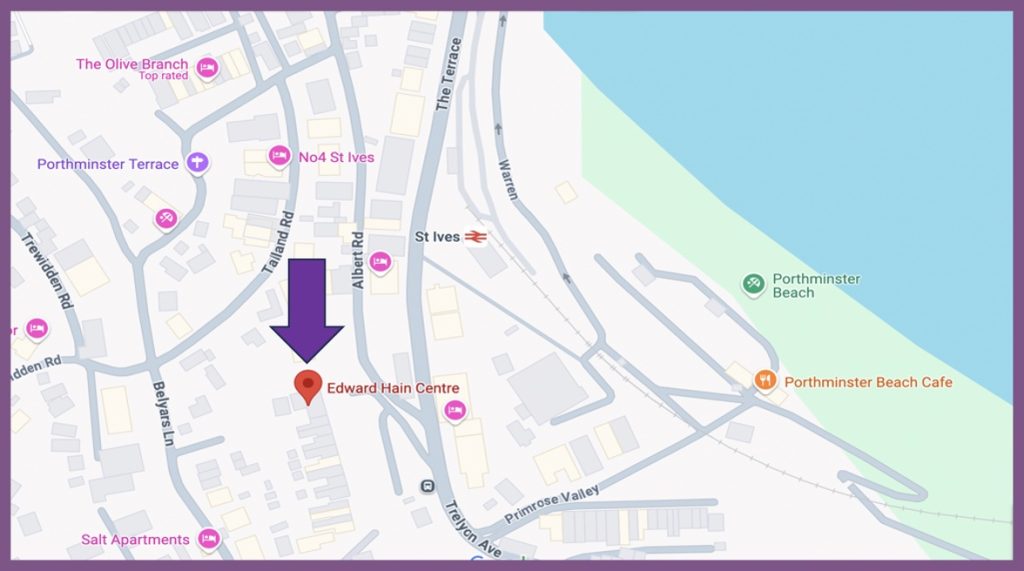 Map of part of St Ives, showing the Edward Hain Centre