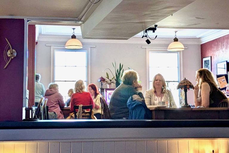 People in a cafe, talking