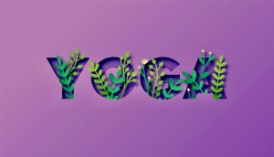 Graphic of the word Yoga with plants